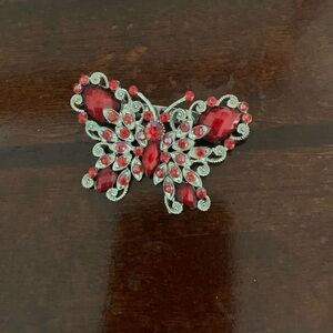 Elegant Red Butterfly Brooch
